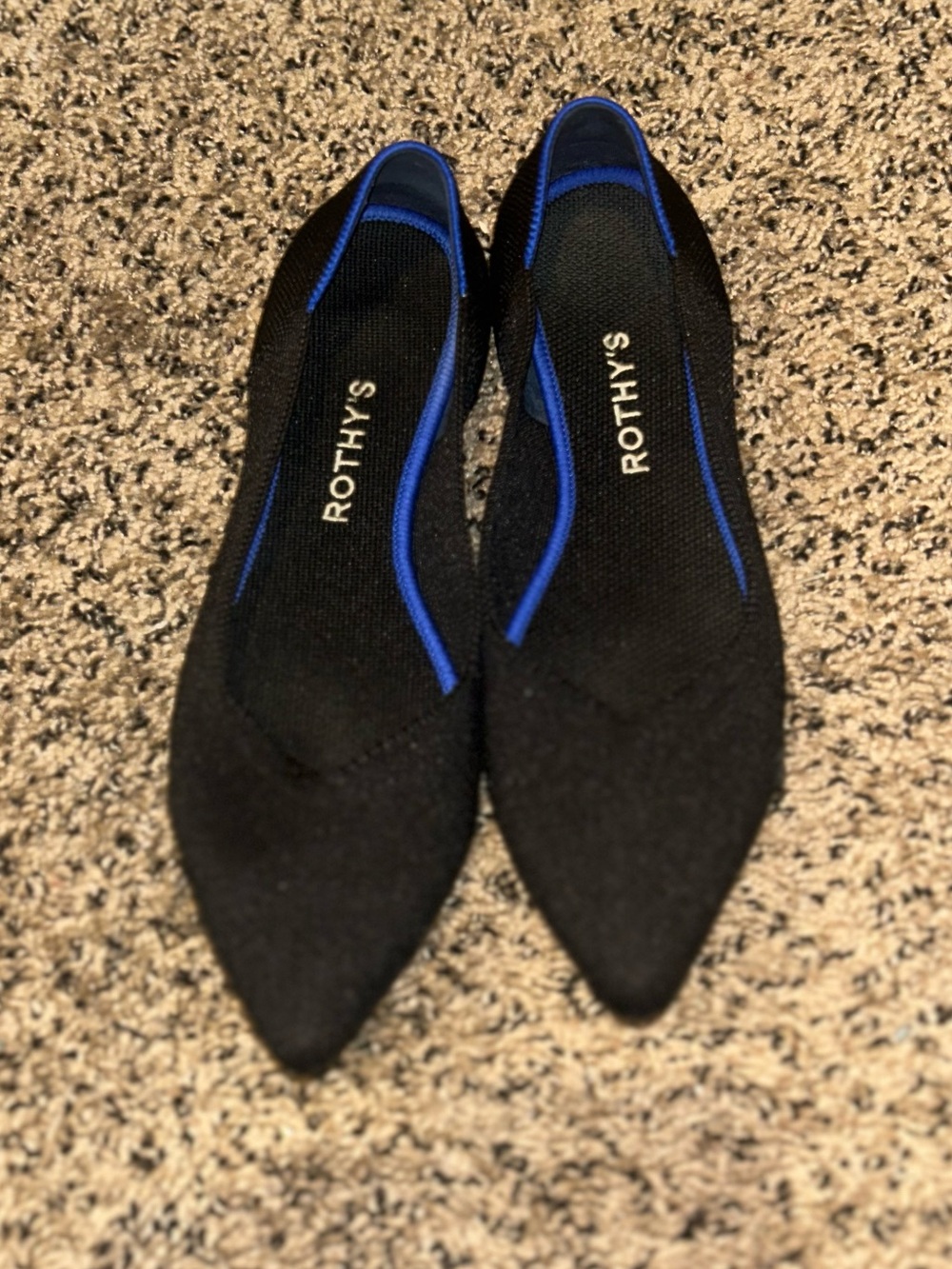 Rothy's The Point Womens 8.5 Black Knit Slip On Pointed Toe Flats Shoes flaw